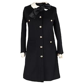 Gucci-Gucci Silk Satin-Trimmed Coat in Black Wool-Black