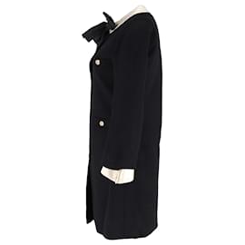 Gucci-Gucci Silk Satin-Trimmed Coat in Black Wool-Black