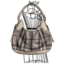 Burberry House Check graues/beiges Canvas Schultertasche Andere