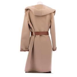 Louis Vuitton-Beige wool coat with monograms-Camel