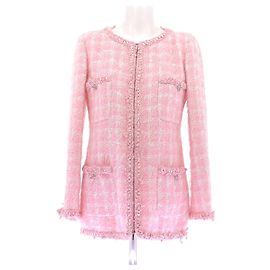 Chanel Pink Tweed Jacket Size 42 Pink