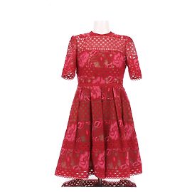 Vestido rojo bordado de algodón Elie Saab Roja