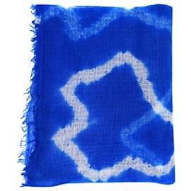 Autre Marque-Blue and white Shibori Cashmere scarf-Blue