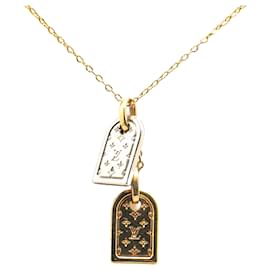 Louis Vuitton-Louis Vuitton Gold Gold Plated Nanogram Pendant Necklace-Silvery,Golden