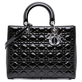 Dior-Dior Black Large Patent Cannage Lady Dior-Black