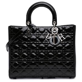 Dior-Dior Black Large Patent Cannage Lady Dior-Black