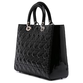Dior-Dior Black Large Patent Cannage Lady Dior-Black
