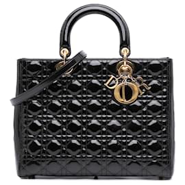 Dior-Dior Black Large Patent Cannage Lady Dior-Black