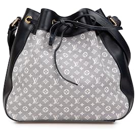 Louis Vuitton-Louis Vuitton Gray Monogram Mini Lin Idylle Noe PM-Brown,Grey