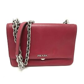 Prada Red Leather Shoulder Bag Red