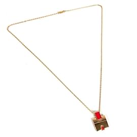 Hermès-Hermes Eileen Chain H Logo Necklace-Pink,Golden