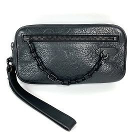 Louis Vuitton Monogram Taurillon Chain Pochette Volga Bag Black