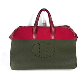 Hermès-Hermes H Punching Logo Hoodoo Travel Bag-Red