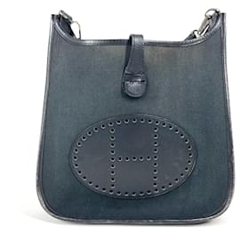 Hermès-Hermes Perforated Logo Evelyn PM Crossbody Bag-Black,Navy blue