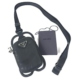 Prada-Prada Triangle Logo Plate Smartphone Pouch-Black