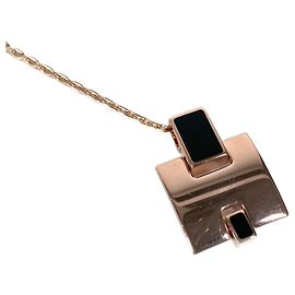 Collar H Logo de cadena Eileen de Hermès Negro Dorado