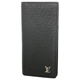Louis Vuitton-Portefeuille Long Louis Vuitton Taiga Brazza M30285 Noir-Noir