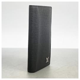 Louis Vuitton-Portefeuille Long Louis Vuitton Taiga Brazza M30285 Noir-Noir