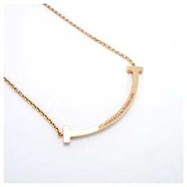 Tiffany & Co-Tiffany T Smile Medium Necklace in 18K Pink Gold with Diamond-Other