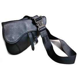 Christian Dior Saddle grained leather bag black Black