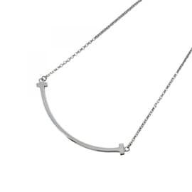 Tiffany & Co-Tiffany T Smile Small Necklace in 18K White Gold-Other