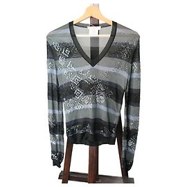 Maglione Dior con perline nero blu grigio Multicolore