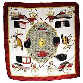 Sciarpa di seta Hermès bianca e bordeaux 90x90 Multicolore