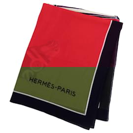 Hermès-Hermes Horse Pattern Cotton Scarf-Red
