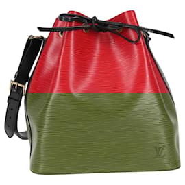 Louis Vuitton-LOUIS VUITTON Epi Petit Noe Shoulder Bag Bicolor Black Red M44017 Auth 122033A-Black,Red