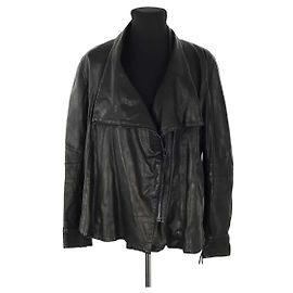 Veste en cuir noire Barbara Bui Taille 40 Noir