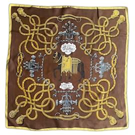 Hermès-Silk scarves-Brown
