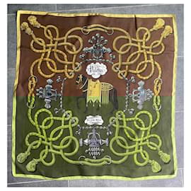 Hermès-Silk scarves-Brown