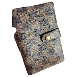 Louis Vuitton-Louis Vuitton Wallet – Damier Ebene with vintage coin purse-Black,Light brown