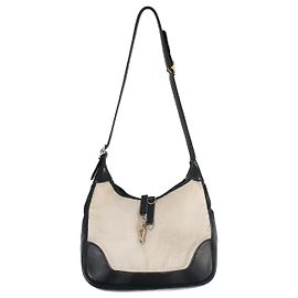 Hermès Trim Handbag Navy Blue Leather and Ecru Canvas Beige