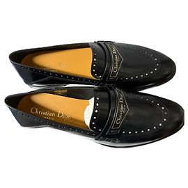 dior nuove  mocassini  36.5 donna nero pelle. Nero