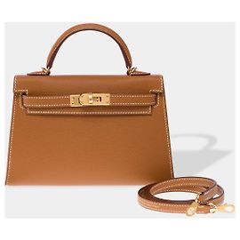 Hermès Sac HERMES Kelly Mini en Cuir Doré - 102662 Doré