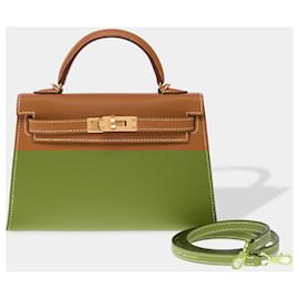 Hermès-Sac HERMES Kelly Mini en Cuir Doré - 102662-Doré