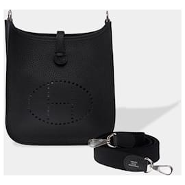 Hermès-Sac HERMES Mini Evelyne en Cuir Noir - 102660-Noir