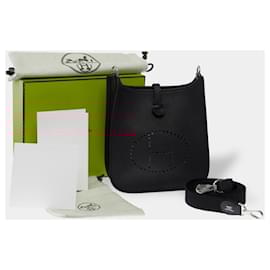 Hermès-Sac HERMES Mini Evelyne en Cuir Noir - 102660-Noir