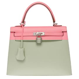 Hermès-Sac HERMES Kelly 25 en Cuir Rose - 102663-Rose
