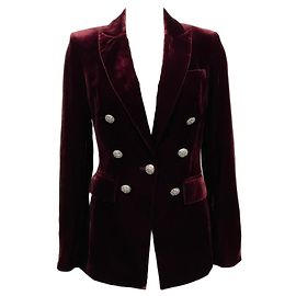 Chaqueta Gaya Dickey de terciopelo rojo oscuro de Veronica Beard Roja