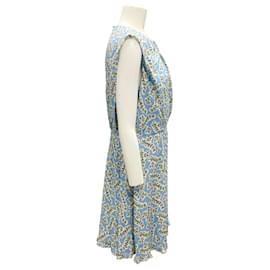 Autre Marque-Saloni Tulia Blue Eco Crepe Marla Short Dress-Blue