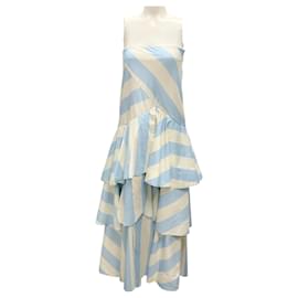 Autre Marque-Mestiza Blue Stripe Victoria Gown-Blue
