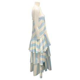 Autre Marque-Mestiza Blue Stripe Victoria Gown-Blue