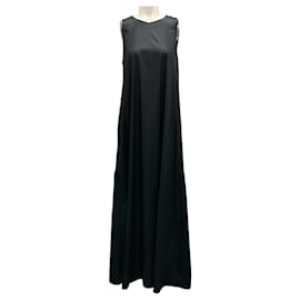 Peserico-Peserico Black Monili Bead Embellished Sleeveless Cotton Maxi Dress-Black