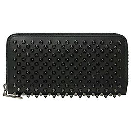 Herrenledergeldbörse von Christian Louboutin mit Spitzen Schwarz
