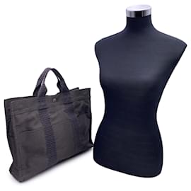 Hermès-Sac à main tote Yale Herline MM en toile Hermes Paris-Gris