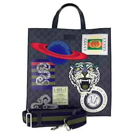 Gucci-Gucci Courier GG Supreme Canvas 2way Tote Bag-Black