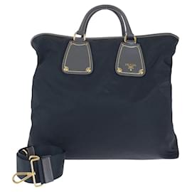 Prada-Prada Tessuto Saffiano Nylon Leather 2way Bag-Black