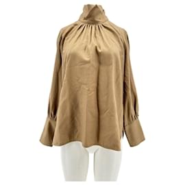 Laurence Bras Beige Wollbluse Kamel